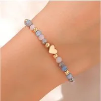 The Beauty House Armband Buntes Perlenarmband mit Herz Anhänger, – Trendiger Damenschmuck in Pastellfarben