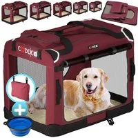 Cadoca Tiertransportbox, faltbar S 50x34x36cm Hundebox Hundetransportbox Dunkelrot