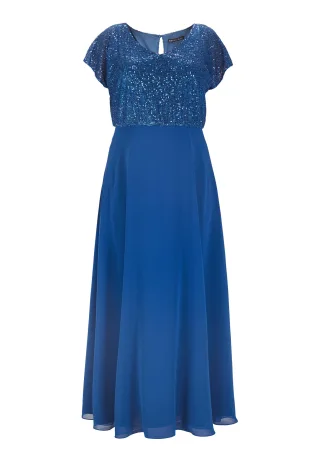 SWING - Curve / Abendkleid mit blusigem Paillettentop azure blue - Gr. - 52