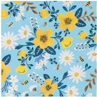 Star Geschenkpapier, Geschenkpapier Bienen & Blumen Motiv 70cm x 2m Rolle Hellblau / Gelb