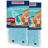 Leifheit Wischbezug CLEAN TWIST M / Combi M super soft 2er Wischbezug (Kunstfaser, 14.0x42.0 cm, 2-tlg., Waschbar bei 60°C, Wischbreite 33cm, für Parkett/Laminat/Kork)