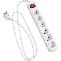 Hama Mehrfachsteckdosenleiste, 6-fach, mit Schalter 5m, weiß Steckdosenleiste 6-fach (Ein- / Ausschalter, Schalterbeleuchtung, Kabellänge 5 m)