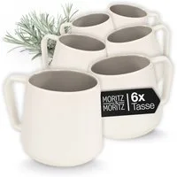 Moritz & Moritz Geschirr-Set CAVO Kaffeebecher Stone (6-tlg), Steinzeug, Spülmaschinengeeignet