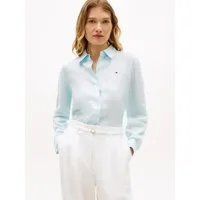 Tommy Hilfiger Hemdbluse ESS LINEN RELAXED SHIRT mit Logostickerei,kühlendes Premium Leinen