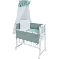 Baby-Delux Stubenbett Beistellbett Komplettset Waffelpique Musselin, Stillbett 90x40 weiß höhenverstellbar, Matratze inkl. komplett Set