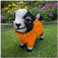 Online-Fuchs Gartenfigur süße Ziegen mit Pulli für außen - Deko Figuren Frühling, Sommer, (16 oder 24 cm groß), aus langlebigem Kunstharz gefertigt, wetterfest - 16 bis 24 cm groß
