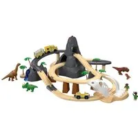 lupilu Spielzeug-Eisenbahn LUPILU® Holz Eisenbahn Set XL Dinoland Buchenholz Spielzeug Kinderbahn, Zertifizierung: CE-Kennzeichnung