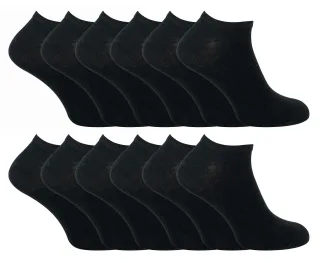 Socken Snob - 12 Paar Multipack Herren Quarter Trainer Socken - Schwarz