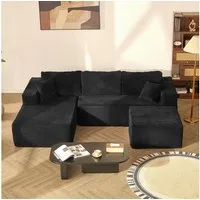 LITBIRD Ecksofa U-förmig 272x175x61 cm, modulares Oversize-Schlafsofa, montagefrei, mit Recamiere, extra tief sitzend, als Schlafsofa nutzbar