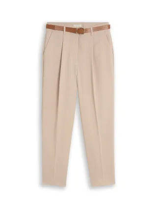 Tom Tailor - Loose Fit Barrel Hose mit Gürtel Gravel Beige - Gr. - 28