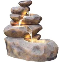 Arnusa Wasserfall Gartenbrunnen SB109 Große Kaskade in Steinoptik, (Komplett-Set, 2 tlg), Springbrunnen mit LED-Beleuchtung