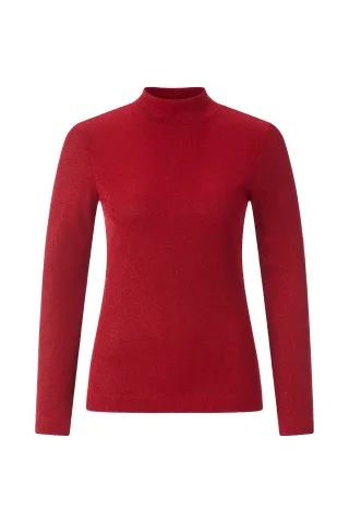 Rich & Royal - EV Glam Rib Turtle Longsleeve holiday red - Gr. - XS