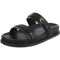 Ital-Design Damen Sandalenschuh mit Plateausohle und Riemen Pantolette (91971108) Flach Pantoletten in Schwarz