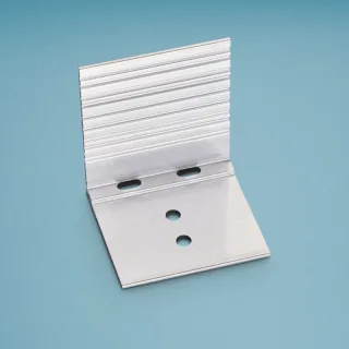 Abschluss- und Haltewinkel Alu 60 mm breit 56 mm lang für Plattenstärke 16 - 25 mm