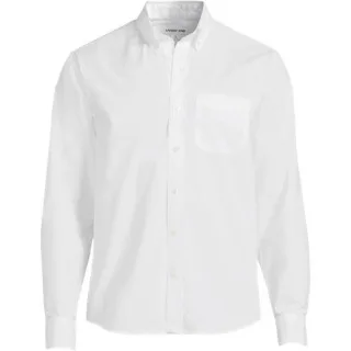 Gemustertes Popeline-Hemd mit langen Ärmeln für Herren, Herren, size: regular, Weiß, Baumwolle, by Lands' End