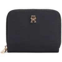 Tommy Hilfiger Geldbörse TH ICON MED ZA W/FLAP NYLON, Damen Portemonnaie, Geldbeutel mit TH-Schmuckelement