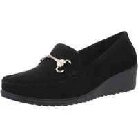 Ital-Design Komfortable Loafers für jeden Anlass – Stil & Qualität Slipper (89319174) Keilabsatz/Wedge Mokassins in Schwarz