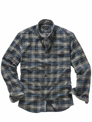 Mey & Edlich Herren Geradliniges Flanellhemd Blau 100 % Baumwolle