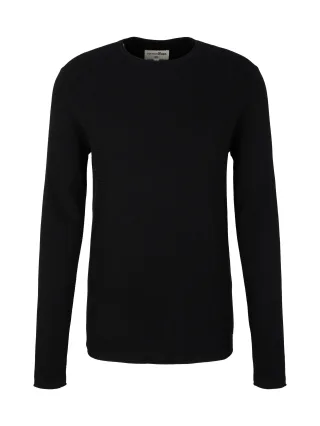 Denim Tom Tailor - Strukturierter Pullover black - Gr. - L