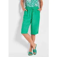 GOLDNER Schlupfhose Kurzgröße: Sportliche CARLA Midihose Luftige Bermuda mit Schlupfbund, Taschen, sommerlich, Leinen, Uni