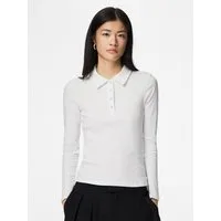 pieces Langarm-Poloshirt PCKITTE LS POLO TOP JRS NOOS mit gerippter Struktur