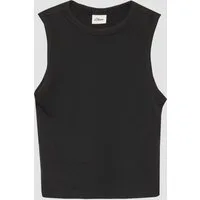 s.Oliver Muskelshirt T-Shirt Verkürztes Slim-Fit-Top mit Rippstruktur