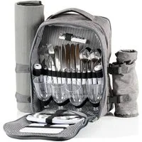 CampFeuer Freizeitrucksack Picknickrucksack für 4 Personen, Grau, leicht und wasserdicht, Camping