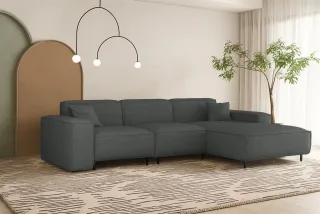 Ecksofa Designersofa GLORIA in Stoff Artico Anthrazit Ottomane Rechts