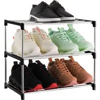 Diwzbyn Schuhregal Schuhregal Stapelbar 3/4 Ebenen, Leichter Schuhorganizer Schwarz, Für Flur, Eingang, Schlafzimmer & Kleiderschrank