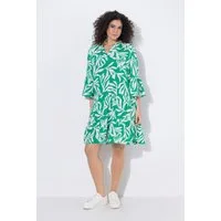 Ulla Popken Midikleid Midikleid A-Linie V-Ausschnitt 3/4-Arm