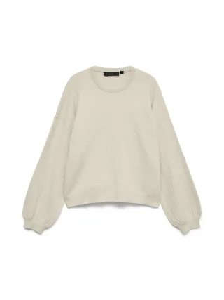 VERO MODA - VMNANCY JAQUARD LS O-NECK PULLOVER BOO Birch - Gr. - XL