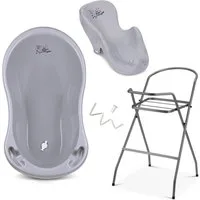 Babykajo Babybadewanne, (Set, 4-tlg), Baby Wanne mit Ständer, Wannensitz, Schlau - TÜV Rheinland geprüft