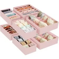 SONGMICS Aufbewahrungsbox Unterwäsche-Organizer, faltbar, Stoffboxen, für BHs Socken Krawatten (8 St), 8 Stück, Ordnungssystem Kleiderschrank, Aufbewahrungsbox Schrank