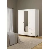 Home affaire Drehtürenschrank Madrid, Schrank, Kleiderschrank Skandinavisches Design, Wahlweise Leder- oder Metallgriffe, Spiegel