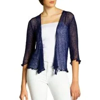 Caspar Strickjacke STJ022 angenehm leichter Damen Sommer Bolero mit 3/4 Arm