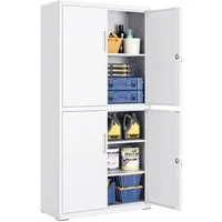 SONGMICS Aktenschrank Mehrzweckschrank, Stahl-Aufbewahrungsschrank, 5 Ebenen 4 Türen, 40 x 60/80 x 180 cm, 2 Schlösser, verstellbare Ablagen