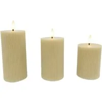 relaxdays LED-Kerze 3er Set, LED, Warmweiß, Beige