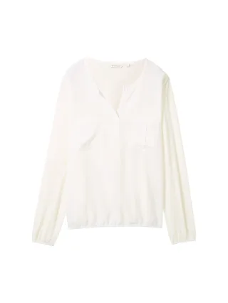 Tom Tailor - Longsleeve mit Brusttaschen whisper white - Gr. - XXL