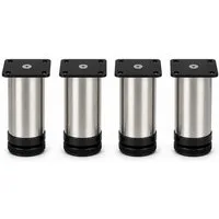 HOOZ Möbelfuß Edelstahl 80 mm höhenverstellbar 4er Set für Schrank & Kommode Ø50 mm, (Set, 4-St., 4er-Set Möbelbeine), Höhenverstellbar bis 15 mm mit integriertem Bodenschutz