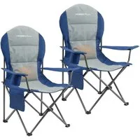 HOMECALL Campingstuhl Hochlehner 110cm mit Lendenwirbelstütze Klappstuhl Angelstuhl Faltbar (Bis 150kg, gepolstert, faltbar, stabil, 2 St), für Camp Garten Balkon