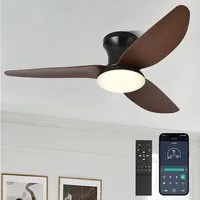 LMaxhome Deckenleuchten LED Leise Deckenventilator 60W,6-stufiger,Fernbedienung,App-Steuerung, Umkehrbar, LED fest integriert, 3000K-6000K (warmes Licht, natürliches Licht, kühles Weiß), Ø100cm,Dimmbar,Memory-Funktion,Deckenlampe mit Ventilator Schla