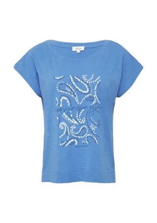 s.Oliver Red Label - T-Shirt im Relaxed Fit mit Artwork blau - Gr. - 40