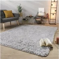 TT Home Teppich Diele, Esszimmer, Flur, Schlafzimmer, Wohnzimmer, Rechteckig, Höhe: 37 mm, Teppich Wohnzimmer Hochflor Langflor Weich Soft Modernes Einfarbiges D