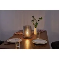 Pauleen LED Tischleuchte Fancy Glamour mobile Taupe Glas/Holz, Leuchtmittel wechselbar, Warmweiß, E27, Timer Batterie