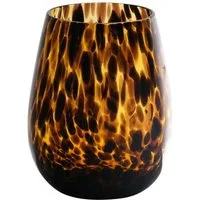INNA-Glas Kerzenhalter Bauchiges Teelichtglas Russell, Leopardenmuster, brau