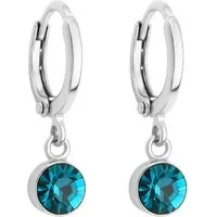 LÖB Paar Creolen 18K Weißgold vergoldet Creolen Stein Kristall Anhänger silber blau (Geschenke für Frauen Damen Beste Freundin Mutter Mama Ehefrau Oma sie zum Geburtstag Schmuck Sommer, Inkl. Schmuckbox), Damen Tropfen Ohrringe Hängend Rund Klein Ste