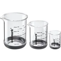 WESTMARK Messbecher Messglas-Set, 3tlg., 50, 100, 250 ml, Borosilikatglas, Silikon, (Set, 3-St), Skalen in ml, Tbsp, tsp und fl oz