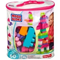 Mattel® Lernspielzeug MEGA BLOKS Bausteinbeutel pink 60 Stück
