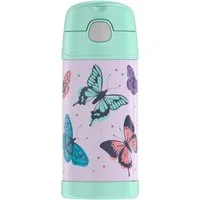 THERMOS Isolierflasche FUNTAINER STRAW BOTTLE, doppelwandiger Edelstahl, spülmaschinenfest, 0,35l, mit Silikonstrohalm, absolut dicht