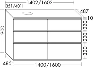 Burgbad WTU Lin20 Melamin 900x1602x487 Eiche Dekor Nachtschwarz, SGIG160LF7331 SGIG160LF7331